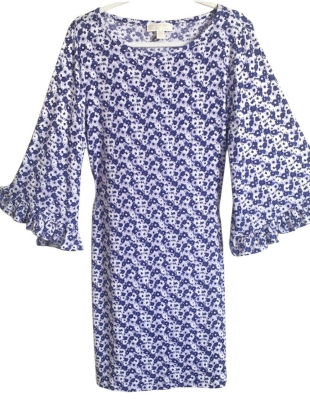 MICHAEL Michael Kors Carnation Floral Bell Cuff Dress Purple and White Large